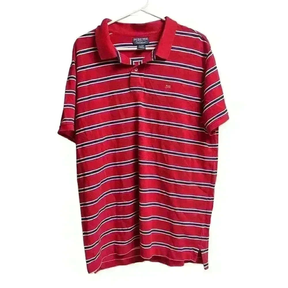 Polo Jeans Company Ralph Lauren MFG. Red White Blue Striped Polo Men's Shirt XL